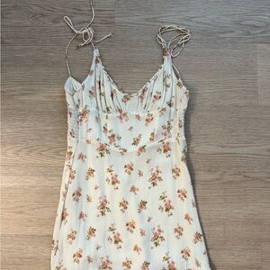 Reformation Floral Mini Dress - Cream and Pink